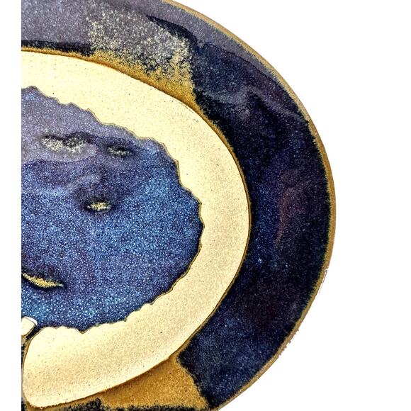 Labaire Pottery Blue Signed Tree of Life Oval 10.75" Serving Platter-Excellent! - Picture 5 of 8